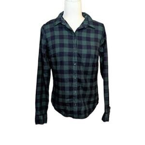 Pendleton Blue Green Cotton Plaid Button Up Shirt Size S